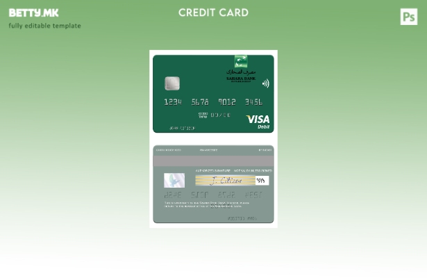 Модерен стил Шаблон за виза за дебитна картичка на Либија Сахара банка